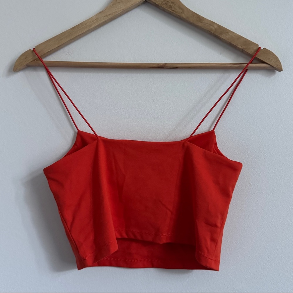 Madewell Flex Sweetheart Crop Tank Top Brilliant Tangerine size small NL307 - Picture 5 of 5